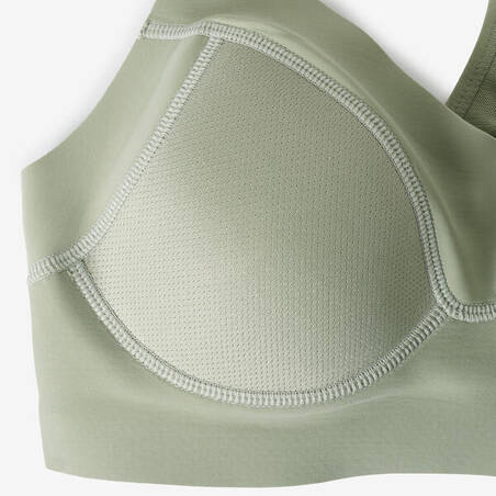 Women's invisible sports bra with high-support cups - Khaki