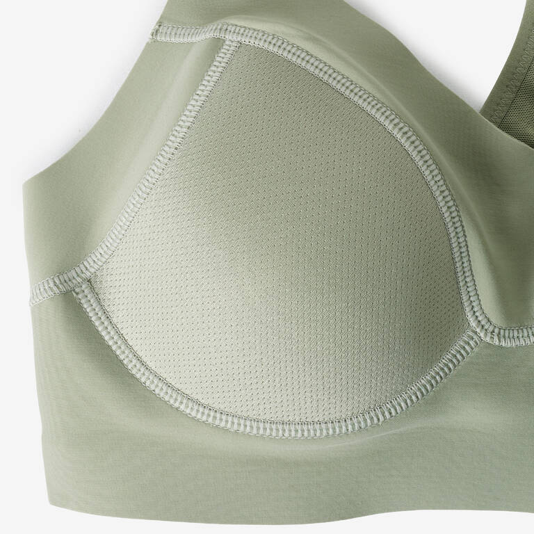 Women's invisible sports bra with high-support cups - Khaki