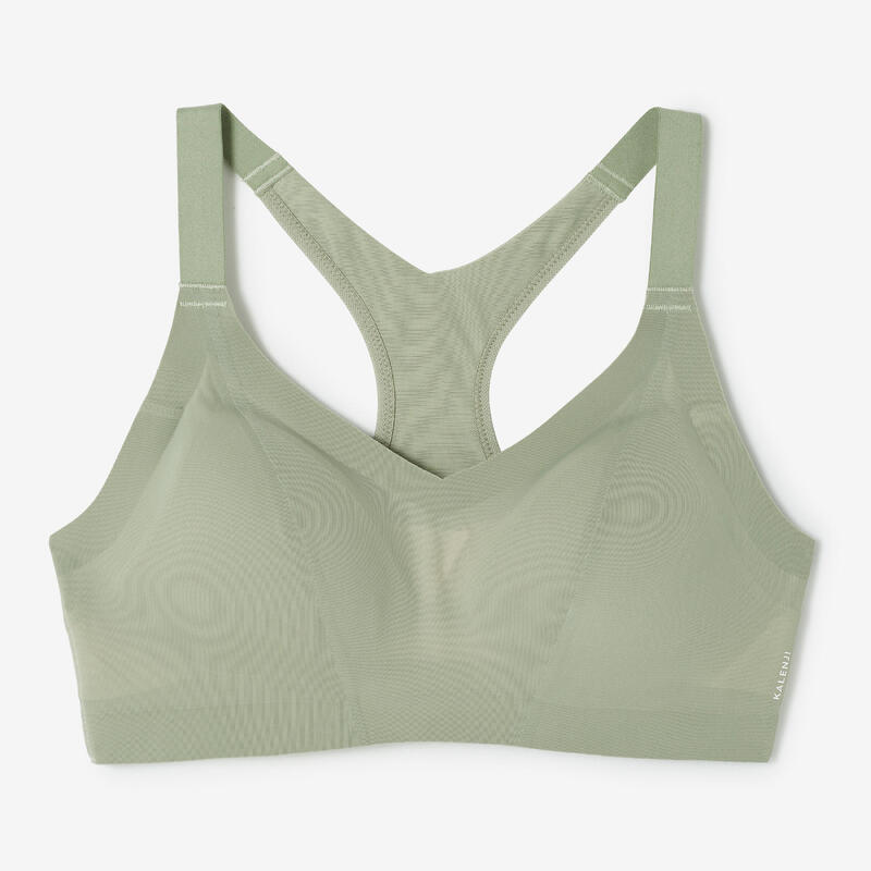 Women's invisible sports bra with high-support cups - Khaki