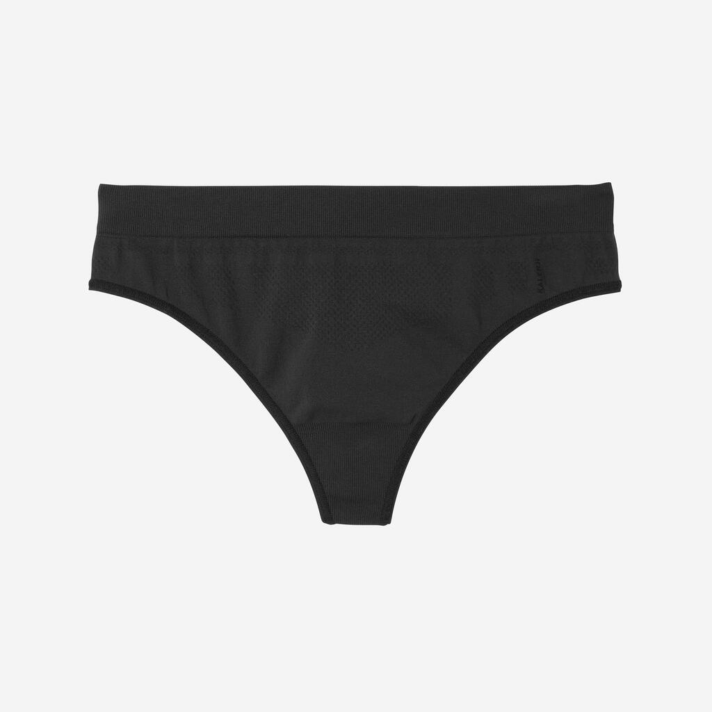 Funktionsunterhose Lauf-Tanga Damen nahtlos - schwarz 