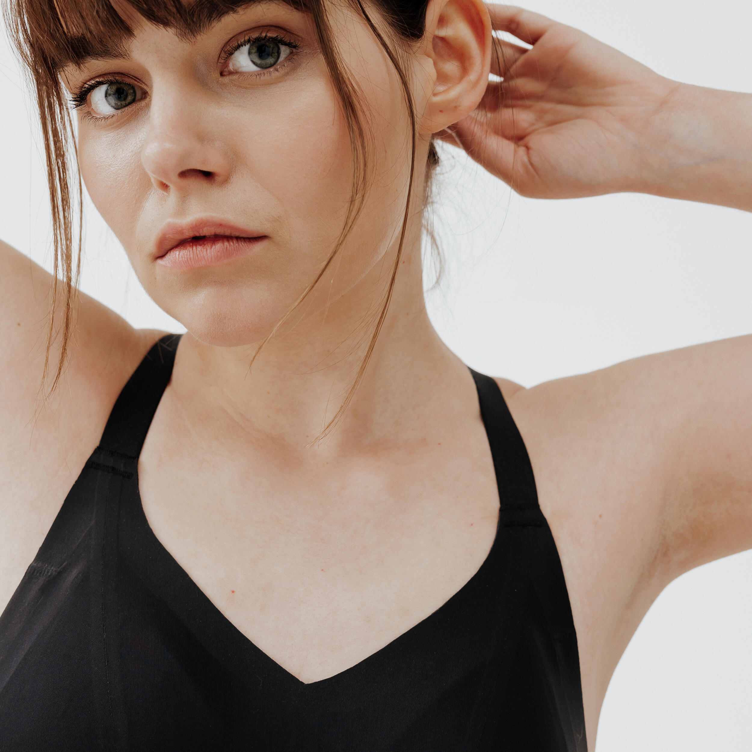 Women's MaxSupport Sports Bra Comfort Black Black Kalenji Decathlon