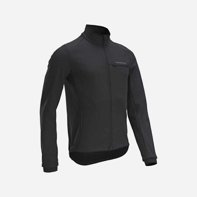 Men's LongSleeved Road Cycling Winter Jacket RC100 Black VAN RYSEL Decathlon