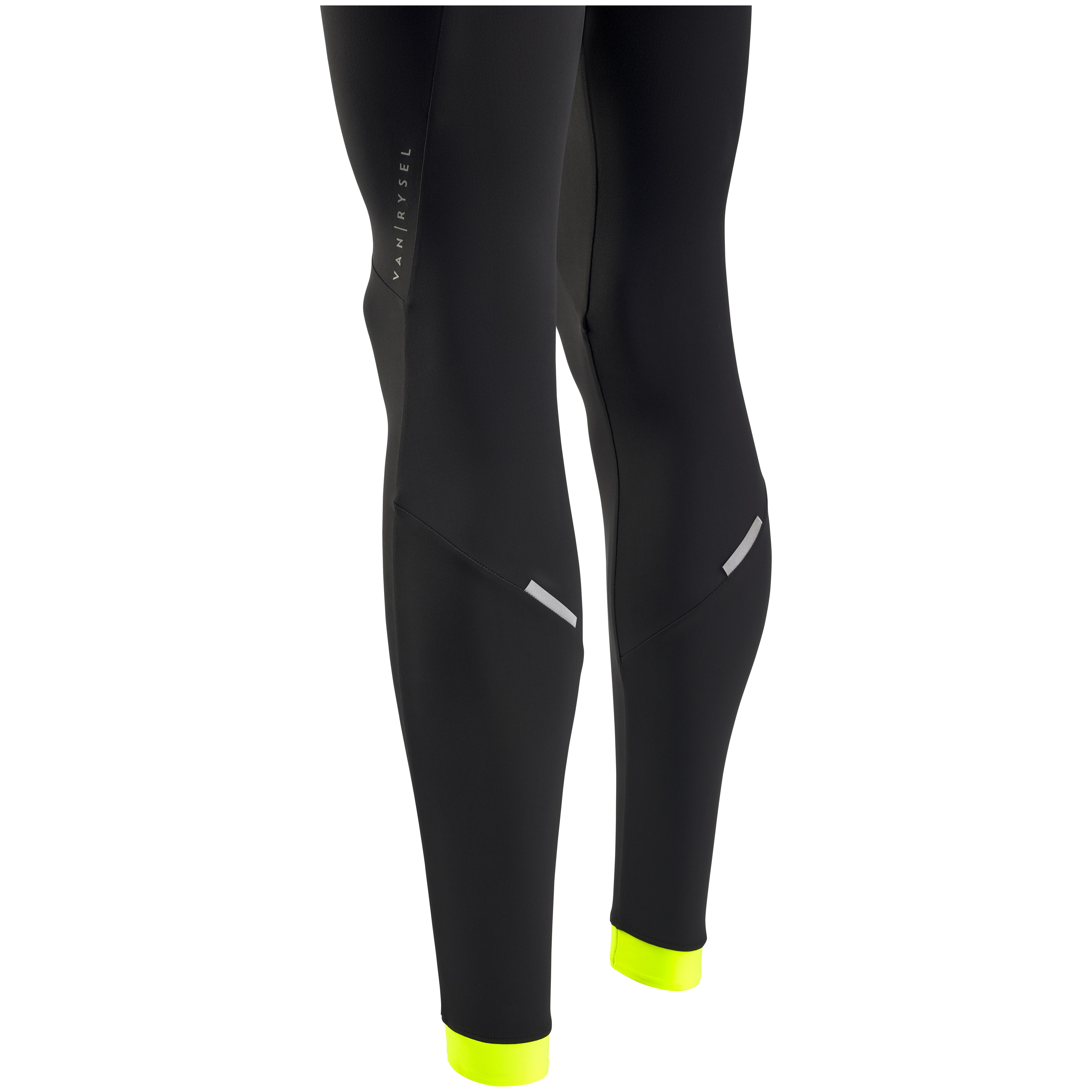 Men's Cycling Tights - RC 100 Black - Black, Fluo lime yellow