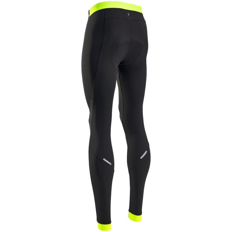 Culotte ciclismo largo invierno Triban RC100 negro amarillo