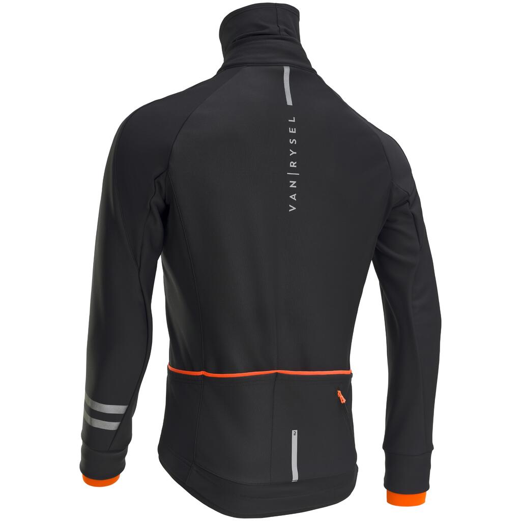 Men's Cycling Winter Jacket RC500 - Navy Blue/Orange