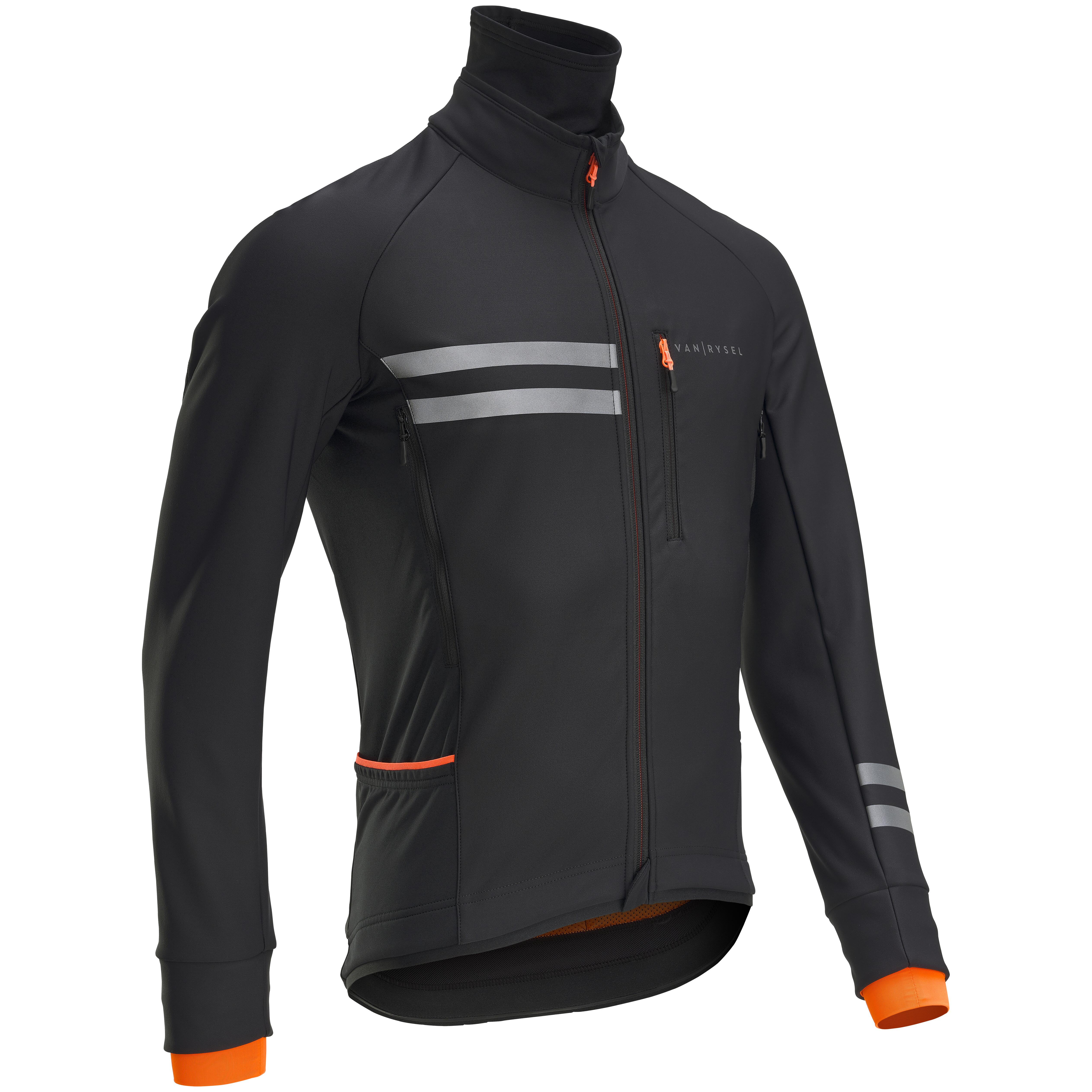 Men's long-sleeved winter road cycling jacket - RC500 black