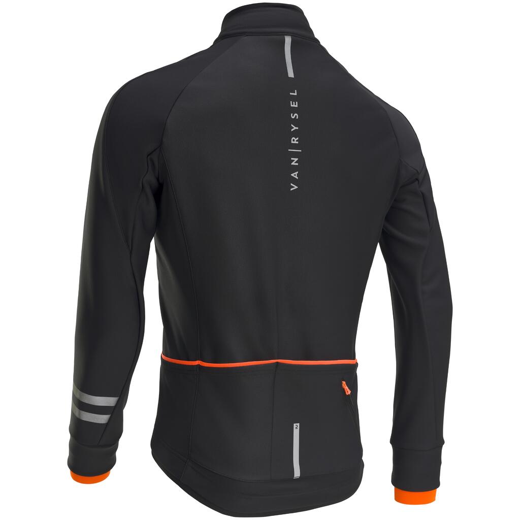 Men's Cycling Winter Jacket RC500 - Navy Blue/Orange