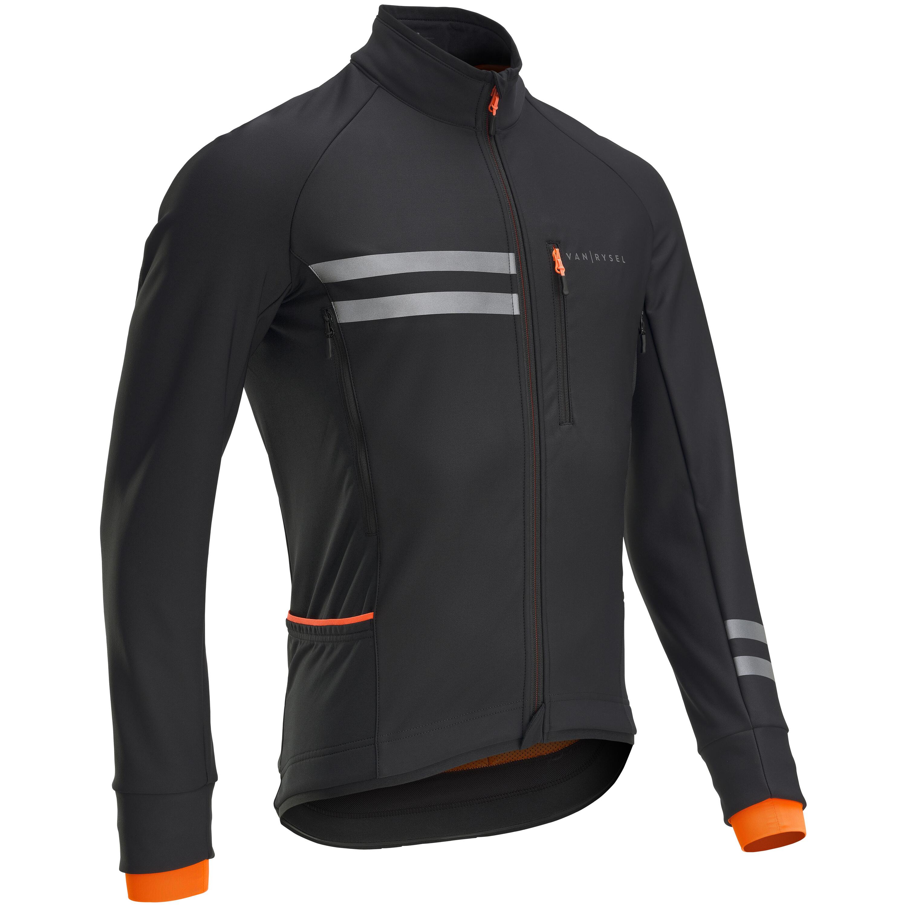 VAN RYSEL Men's Long-Sleeved Winter Road Cycling Jacket RC 500 - Black