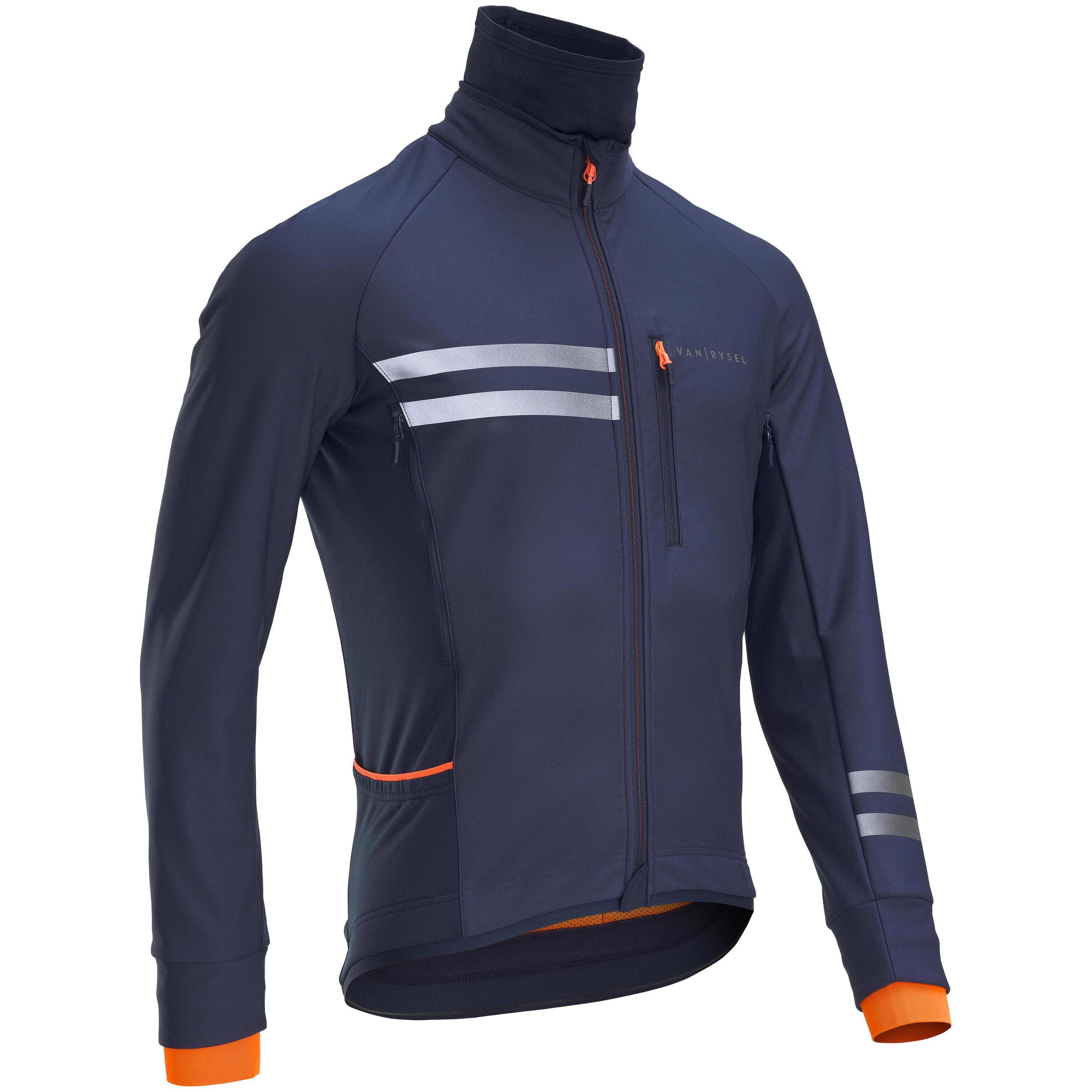 Men's Cycling Winter Jacket RC500 - Navy Blue/Orange 6/7