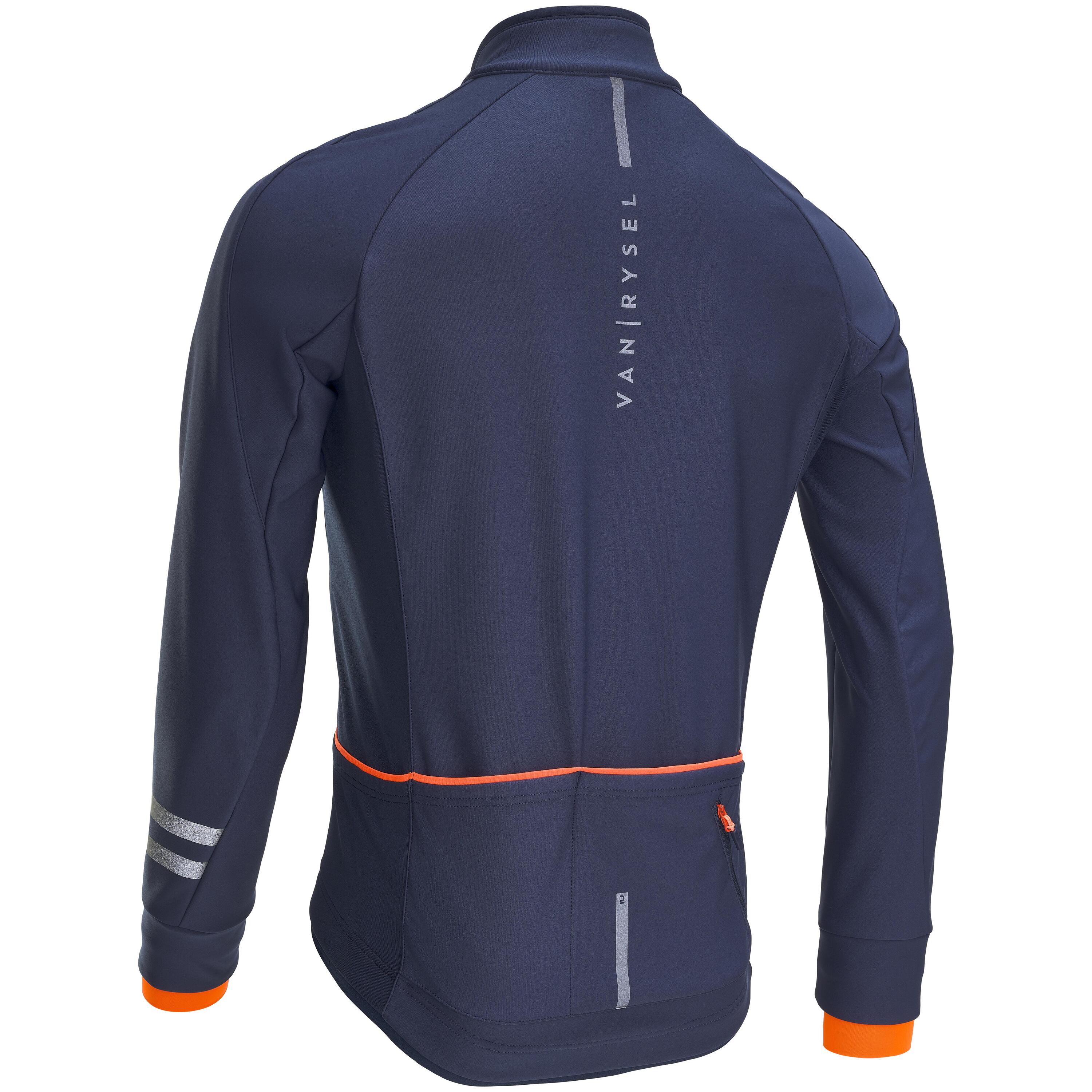Men's Cycling Winter Jacket RC500 - Navy Blue/Orange 2/7