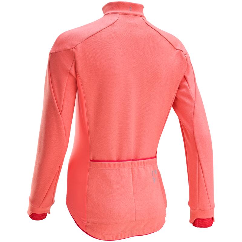 Chaqueta Ciclismo Carretera 500 Mujer Coral Invierno