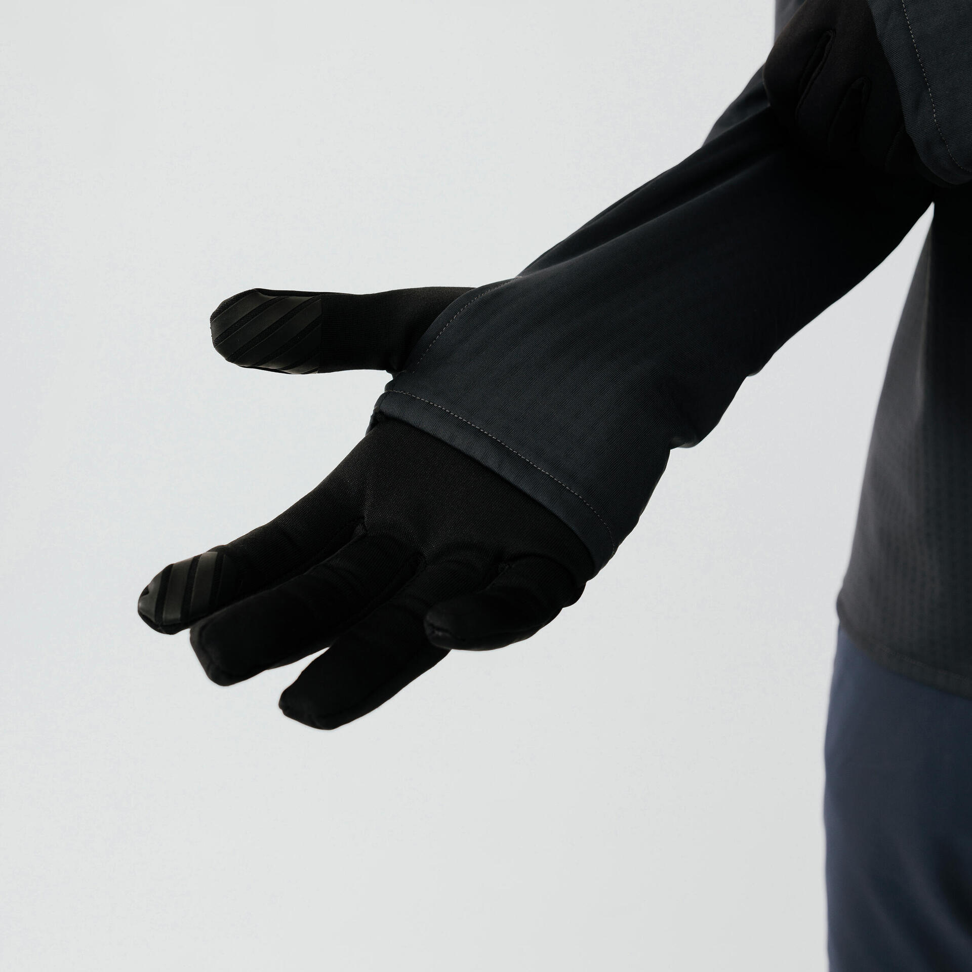 Adult Tactile Running Gloves-Kiprun Warm 500 v2-Black
