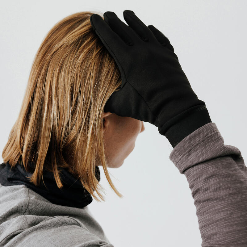 Men Women KIPRUN WARM+ 500 V2 touchscreen running gloves - black