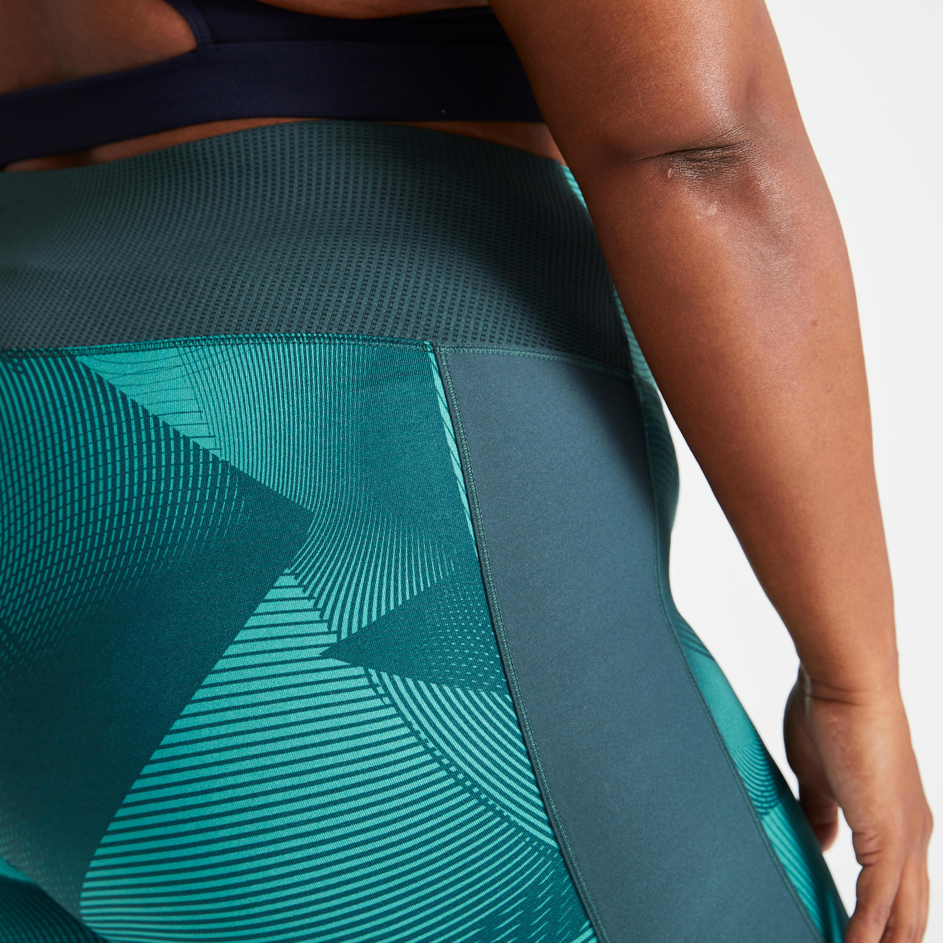 Women's plus size sports leggings with pocket, green print 6/6