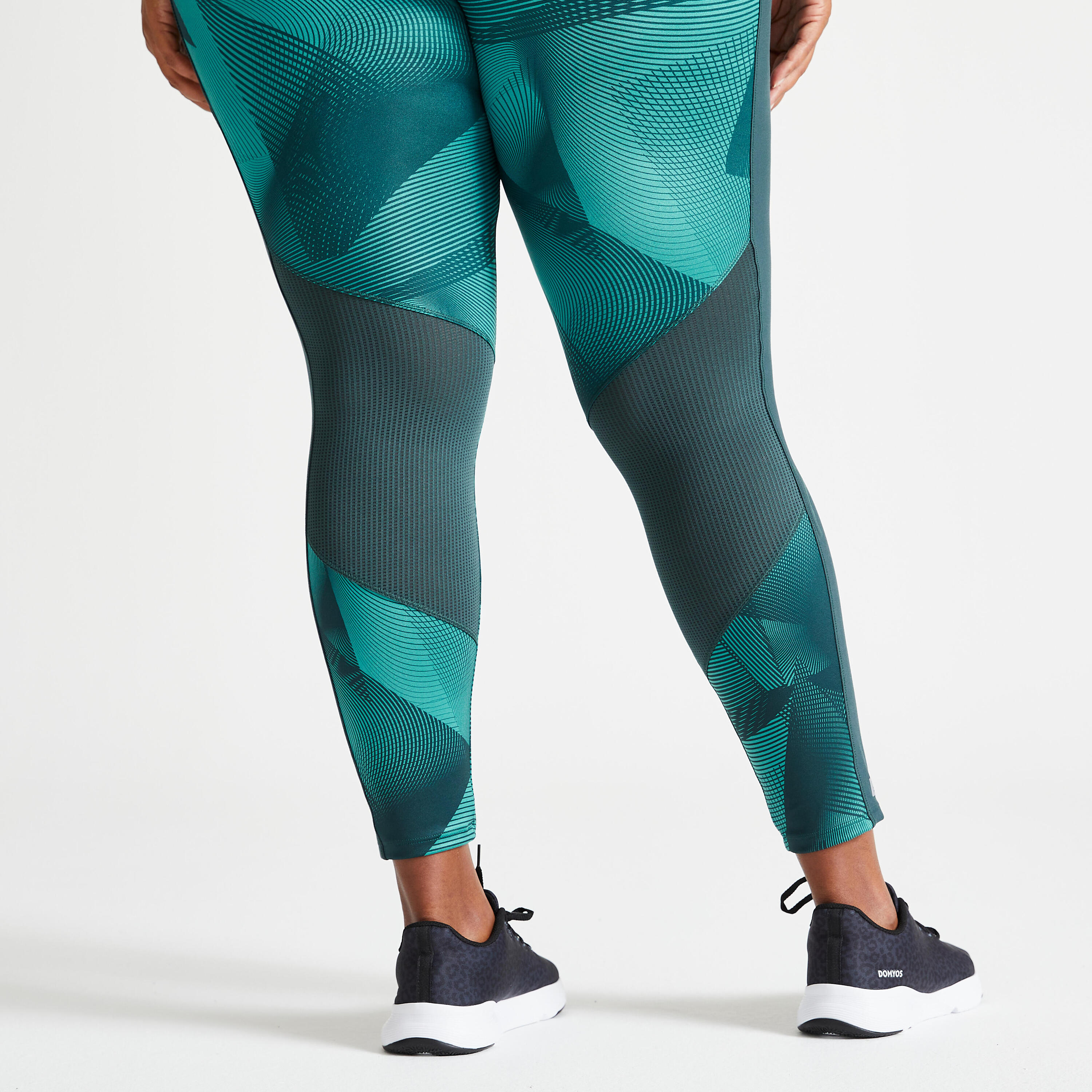 Women's plus size sports leggings with pocket, green print 5/6