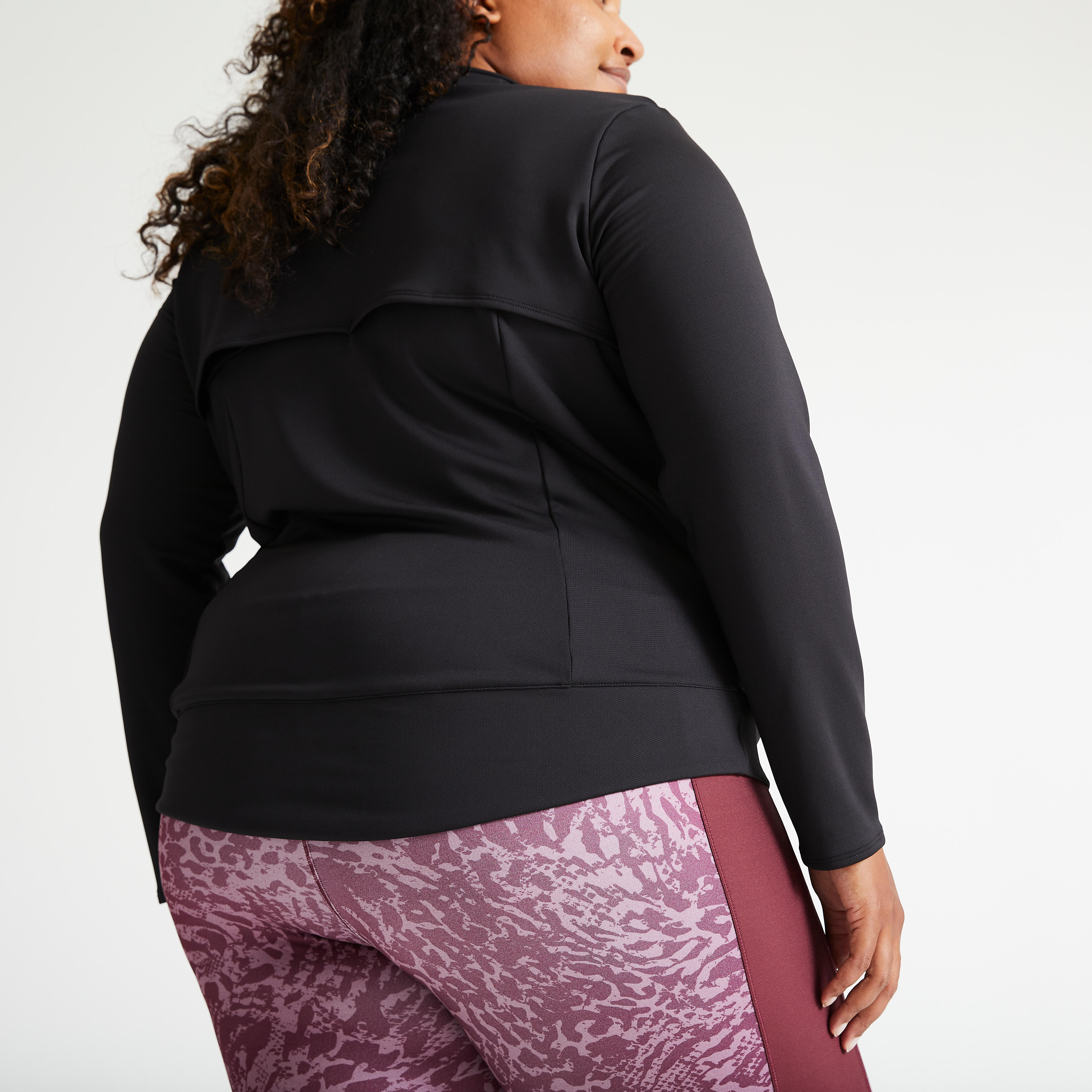 Veste coupe droite Grande Taille Fitness Cardio Femme Noire DOMYOS