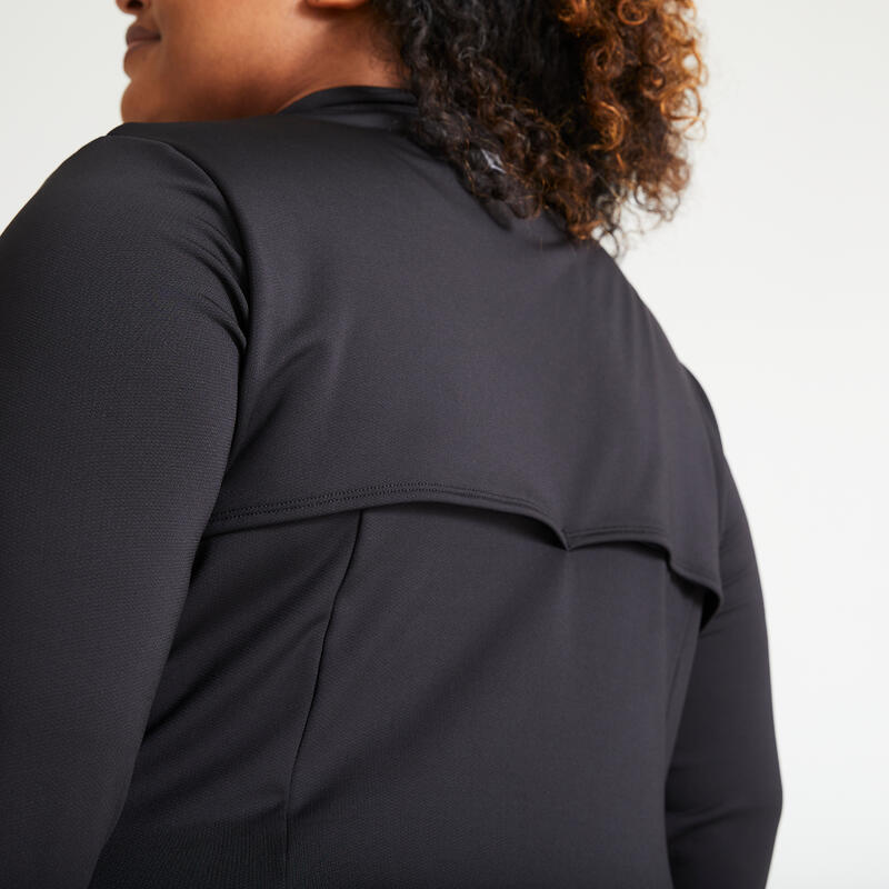 Vest voor cardiofitness dames grote maten recht model zwart