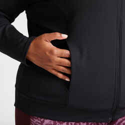 Women's Large Straight-Cut Fitness Cardio Jacket - Black