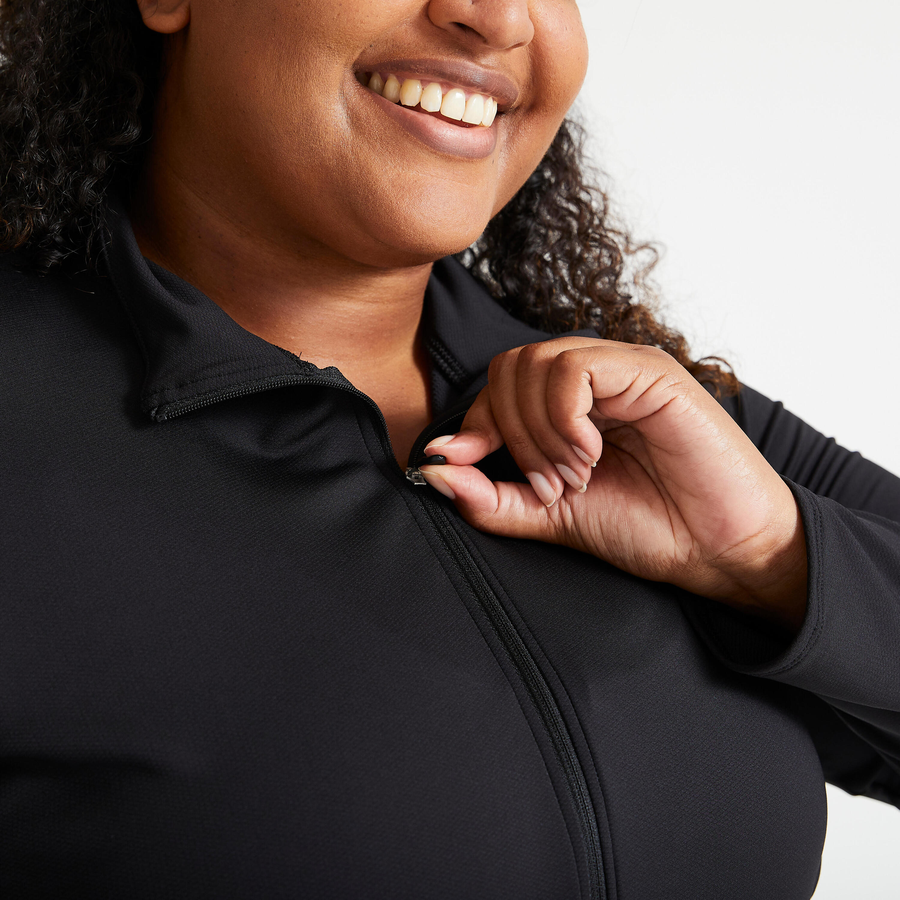 Women's Large Straight-Cut Fitness Cardio Jacket - Black 3/6