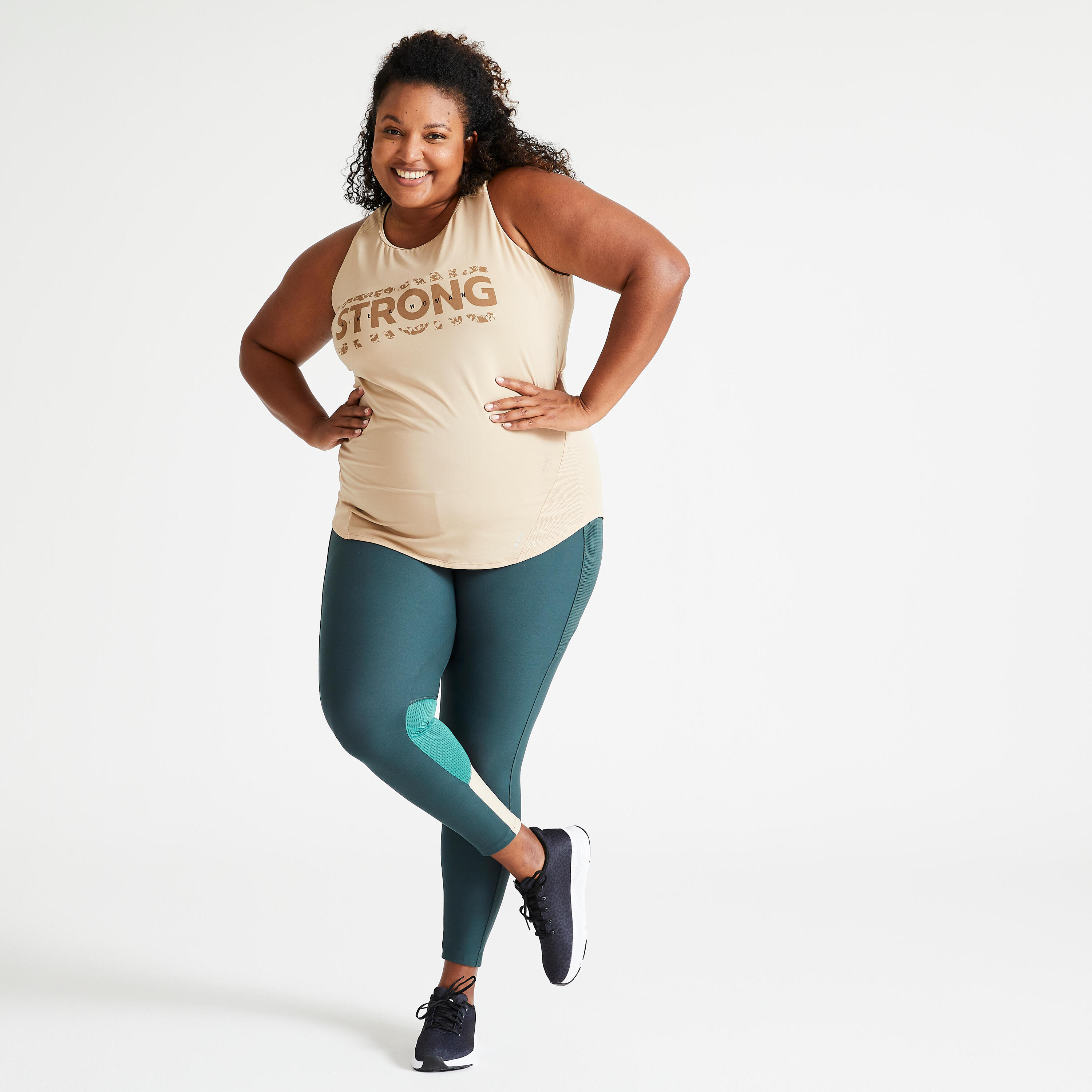 Women's plus size sports leggings with pocket, blue green 2/6