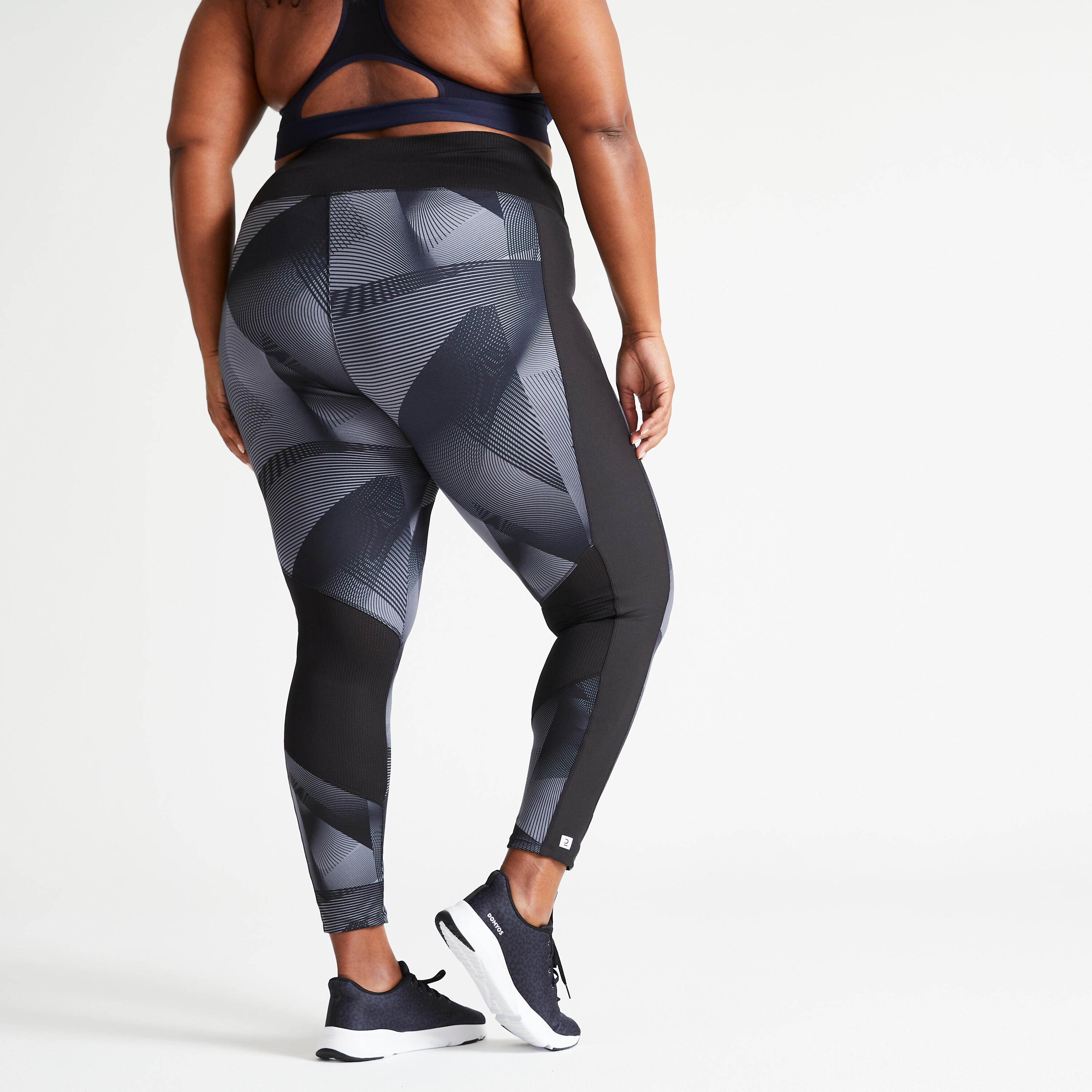 Women's Plus-Size Fitness Cardio Leggings with Pocket - Black/Grey 6/6