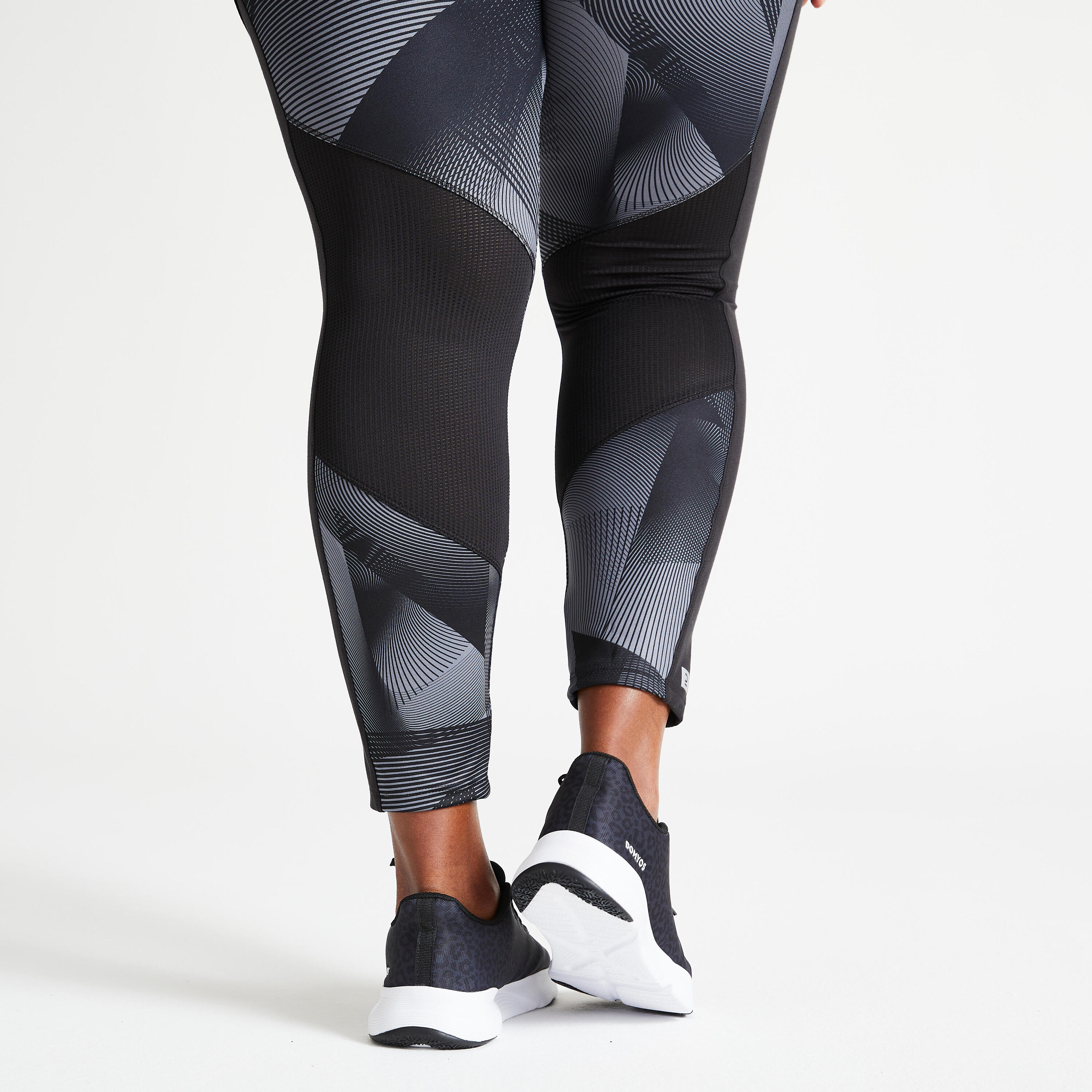 Women's Plus-Size Fitness Cardio Leggings with Pocket - Black/Grey 5/6