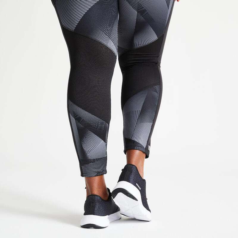 Legging avec poche Grande Taille Fitness Cardio Femme Imprimé Noir et Gris