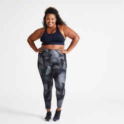 Women's Plus-Size Fitness Cardio Leggings with Pocket - Black/Grey