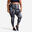 Leggings com Bolso Fitness Mulher Tamanho Grande Estampado Preto e Cinzento