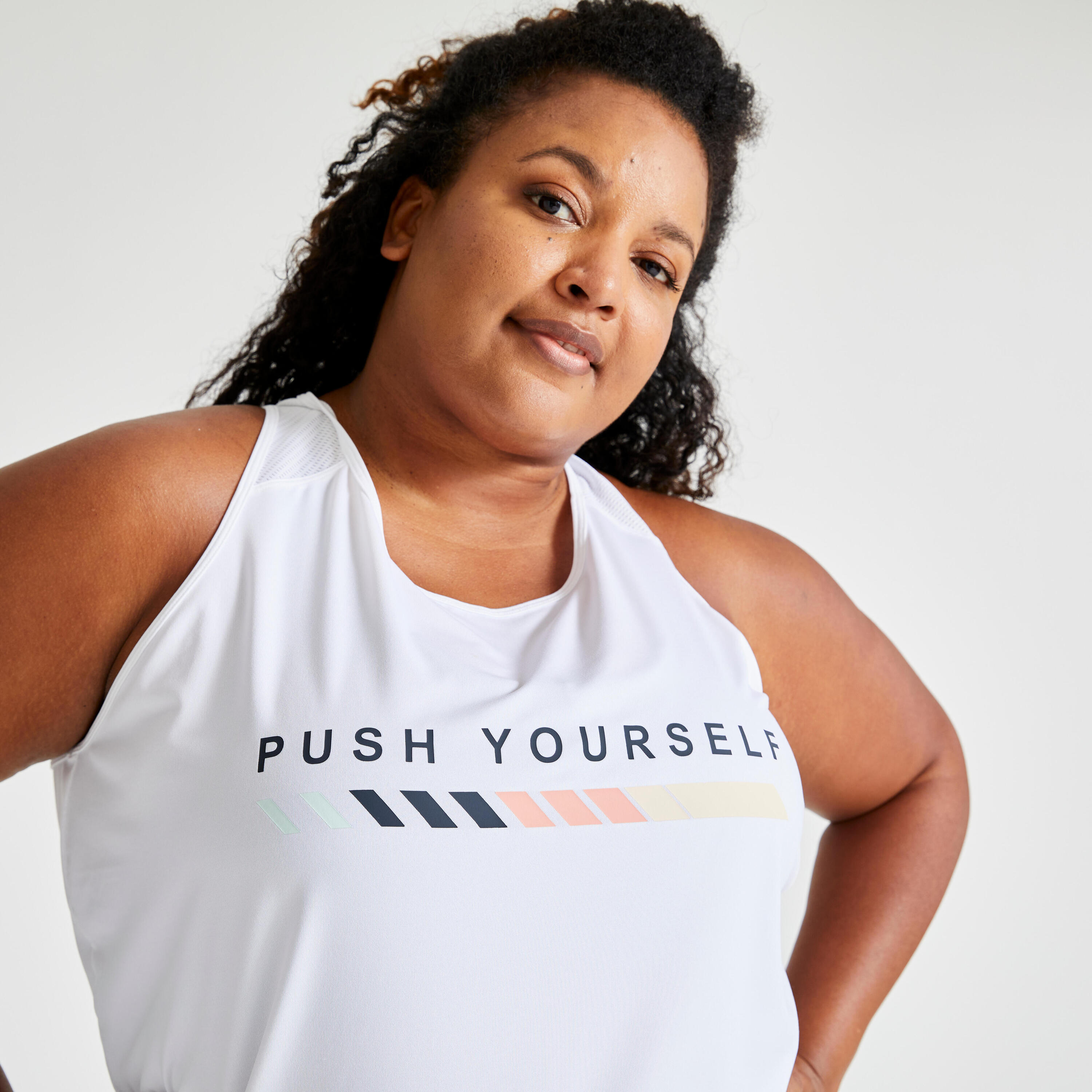 Women's Fitness Cardio Training Tank Top 120L - White Print 4/5