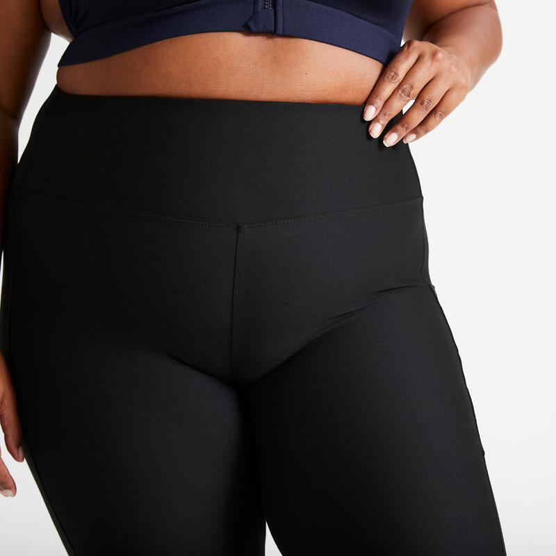 7/8-Leggings Fitness grosse Grösse mit Smartphonetasche - schwarz