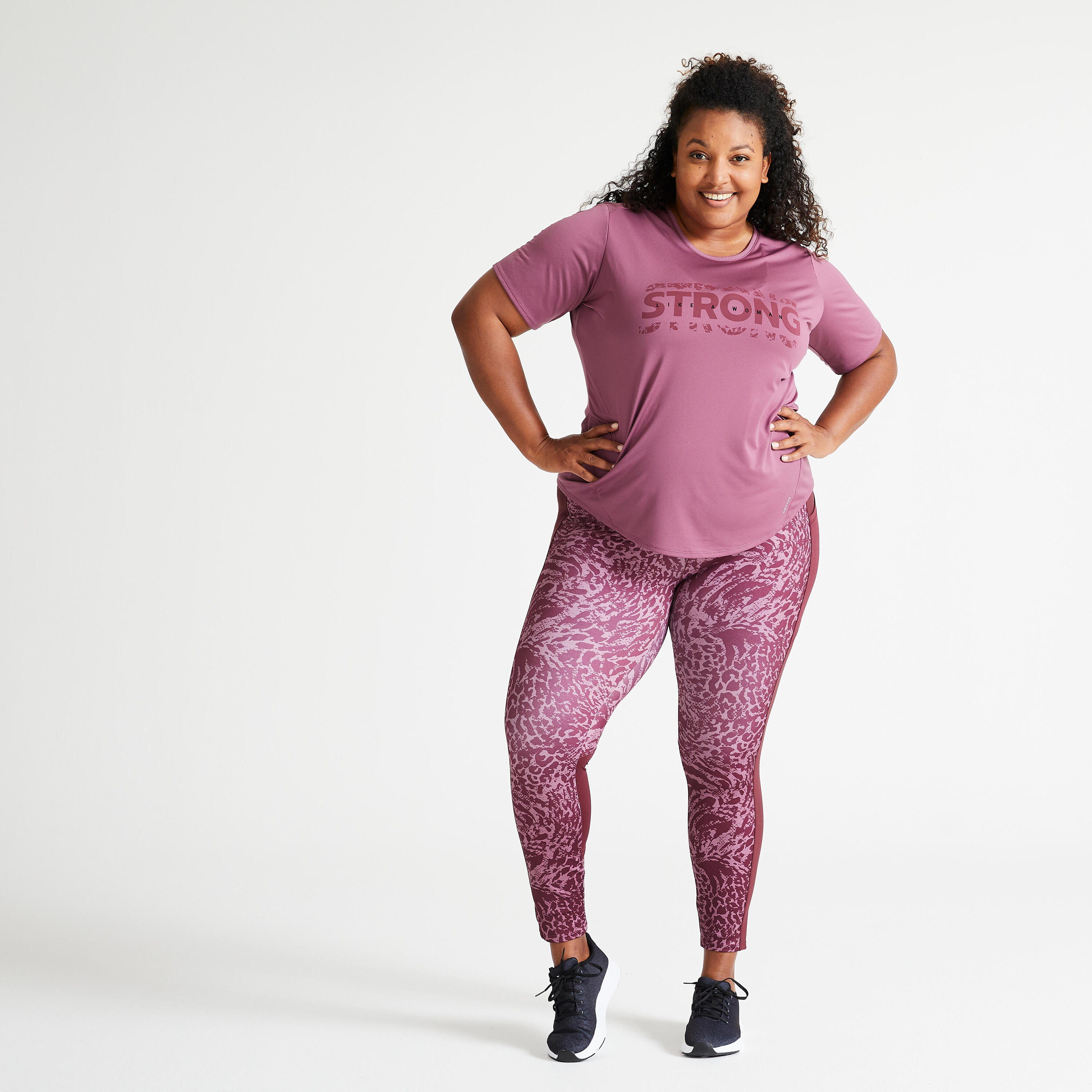 Women's Slim-Fit Large Fitness Cardio T-Shirt - Purple 2/5