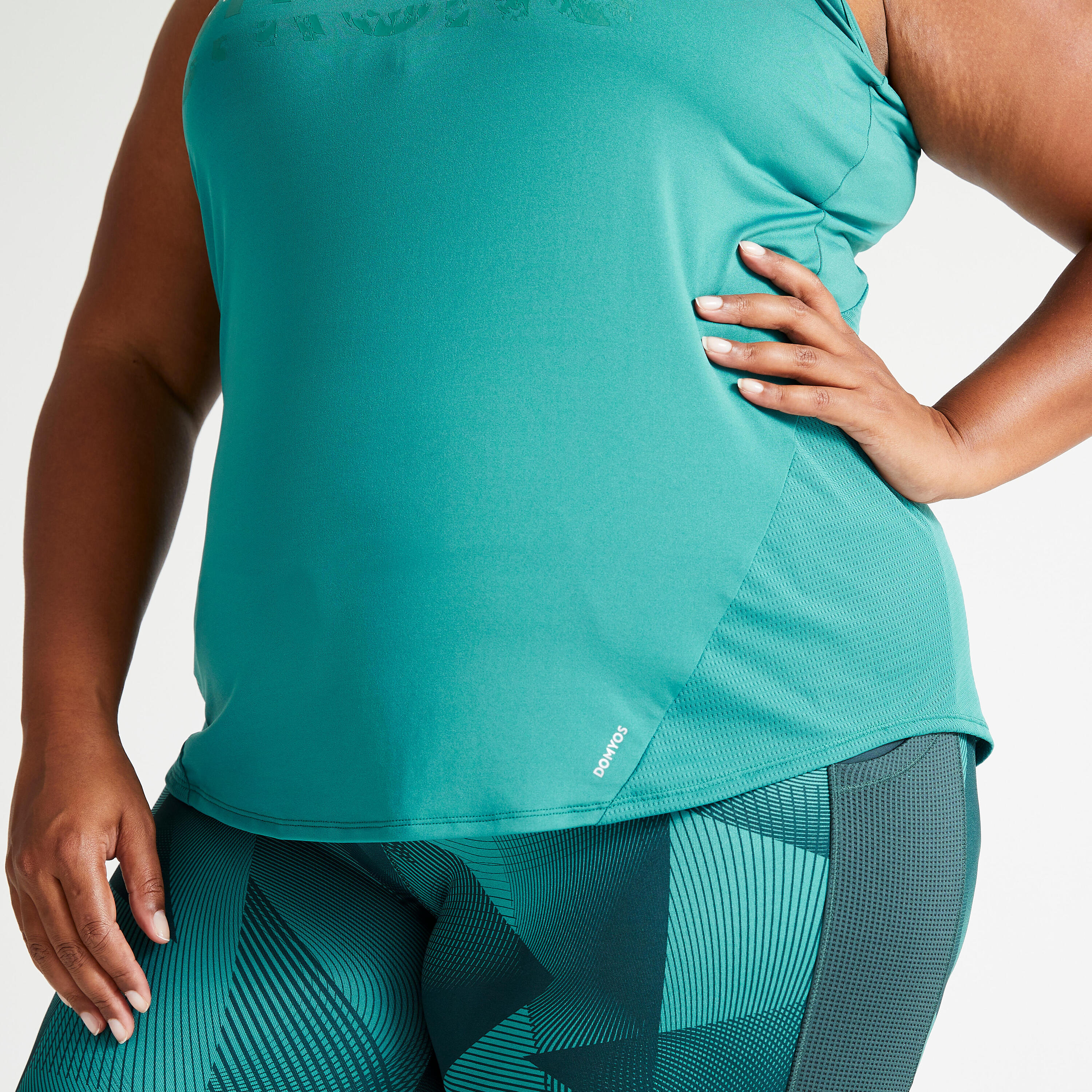 Women's Fitness Cardio Training Tank Top 120L - Green Print 4/5