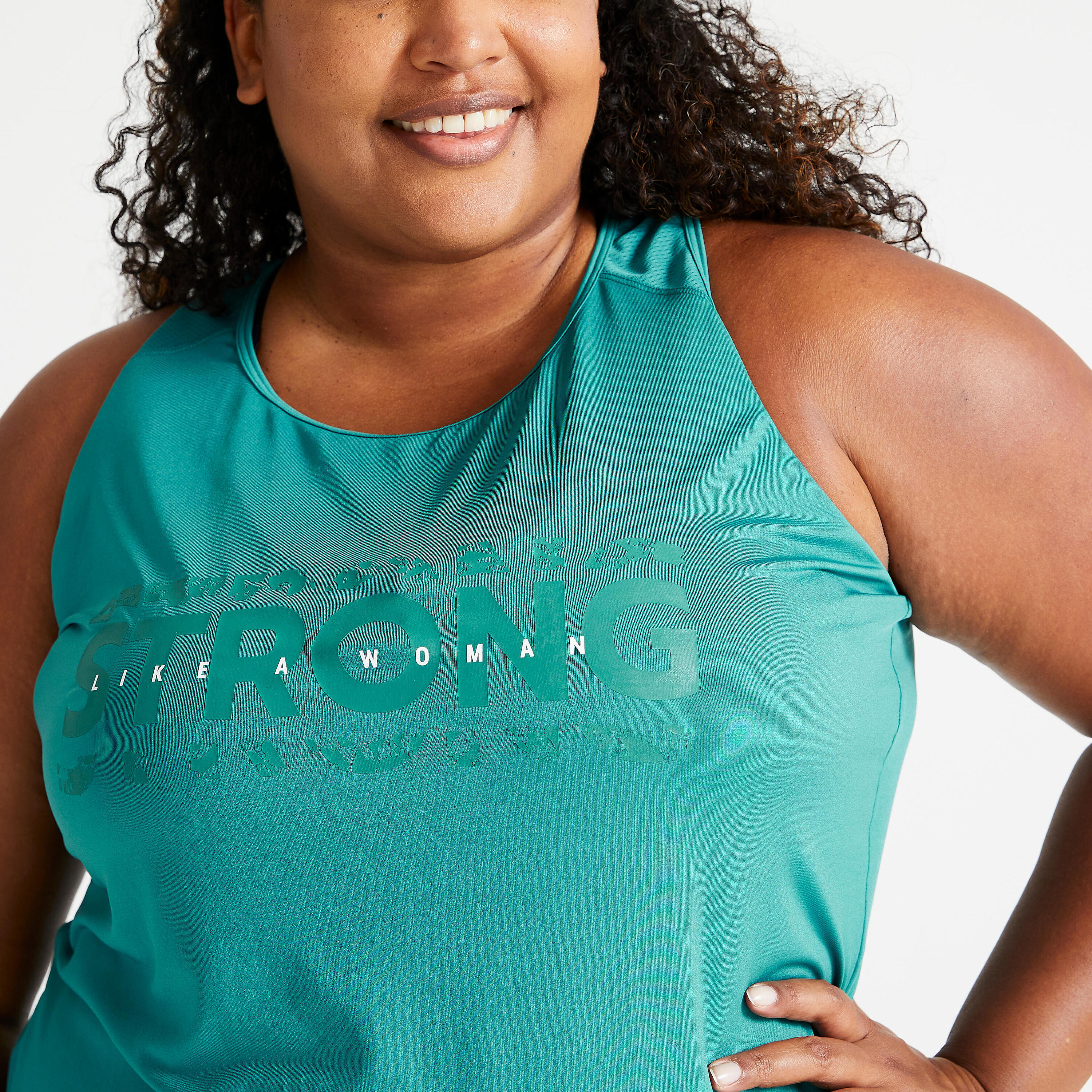 Women's Fitness Cardio Training Tank Top 120L - Green Print 3/5