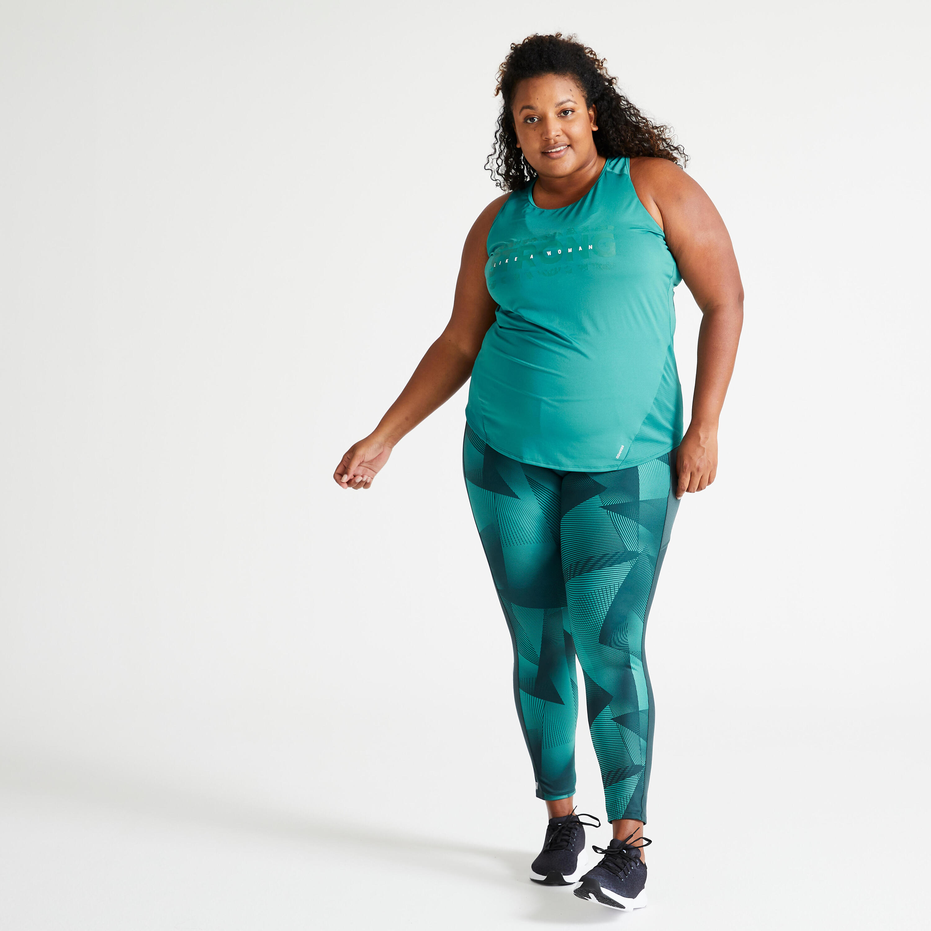 Women's Fitness Cardio Training Tank Top 120L - Green Print 2/5