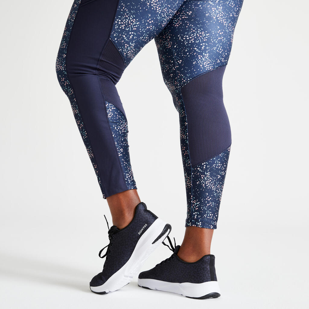 Sportleggings Damen mit Smartphonetasche grosse Grösse - FTI120L blau bedruckt