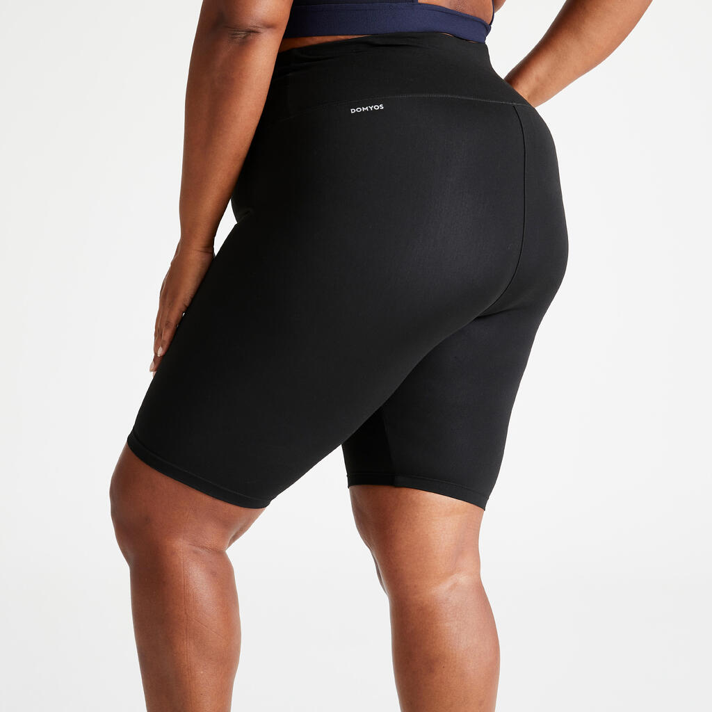 High-Waisted Plus Size Fitness Cycling Shorts - Black