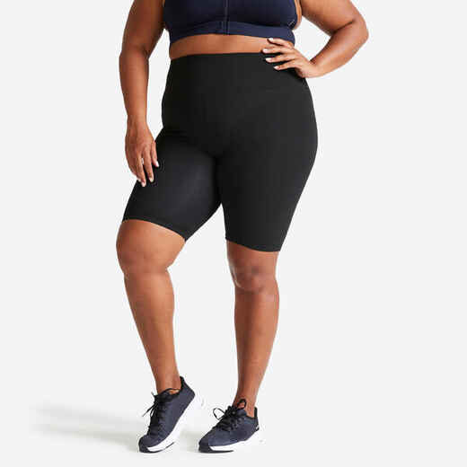 
      High-Waisted Plus Size Fitness Cycling Shorts - Black
  