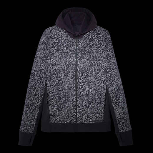 
       Women's Warm Running Hoodie - Black with Reflective Motifs
  