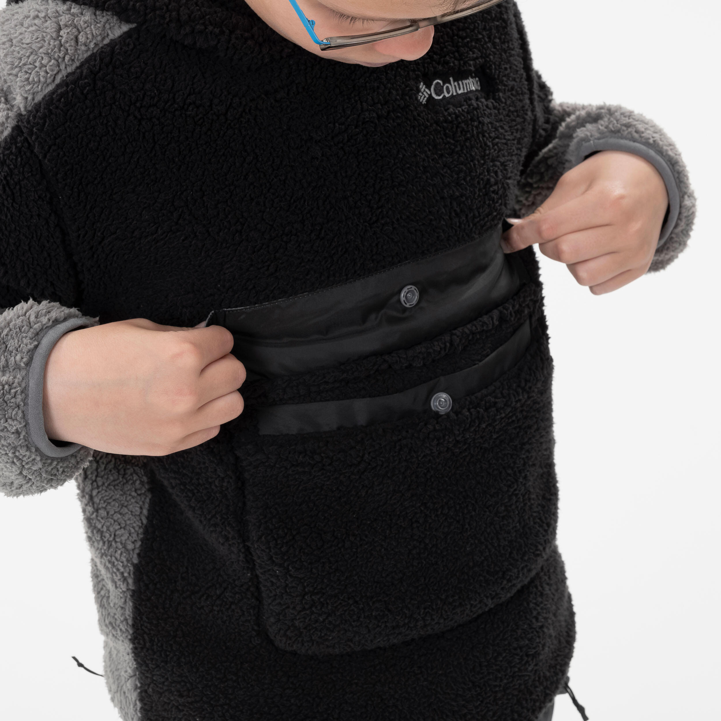 Polaire de randonnée - Columbia Hoodie Sherpa Noire - Enfant 7-15 ans 5/5