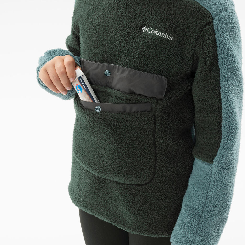 Vaikiškas žygių džemperis su gobtuvu „Columbia Sherpa“, 7–15 metų amžiaus vaikams, žalias