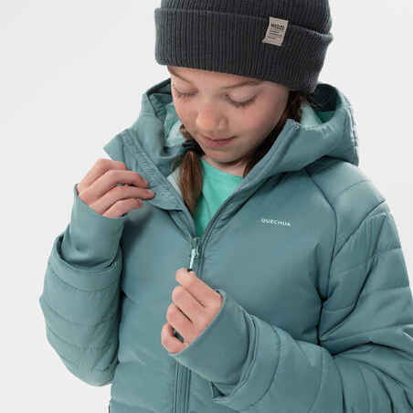 KIDS’ PADDED HIKING JACKET - HYBRID AGED 7-15 - PASTEL GREEN