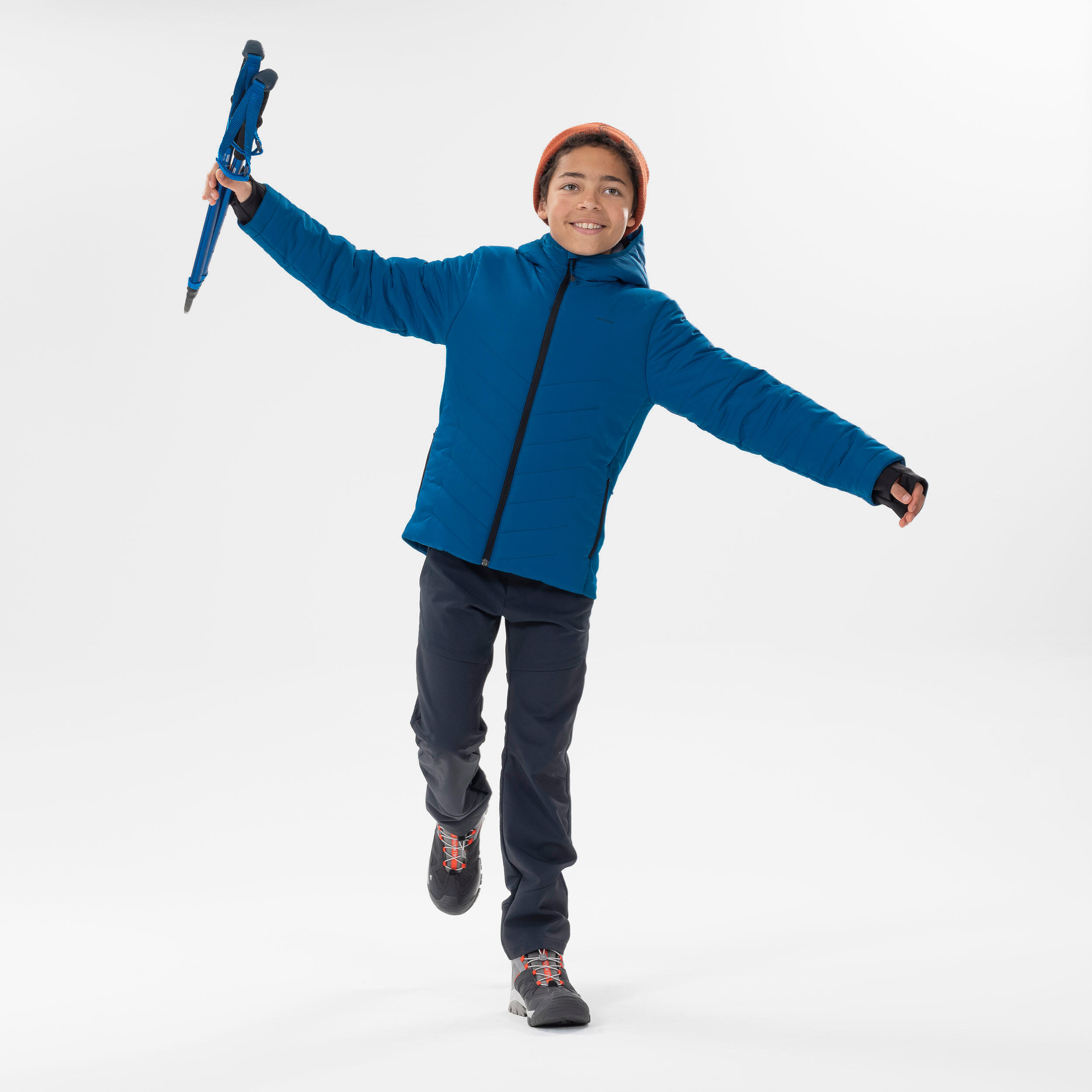 KIDS’ PADDED HIKING JACKET - HYBRID AGED 7-15 - BLUE 2/7