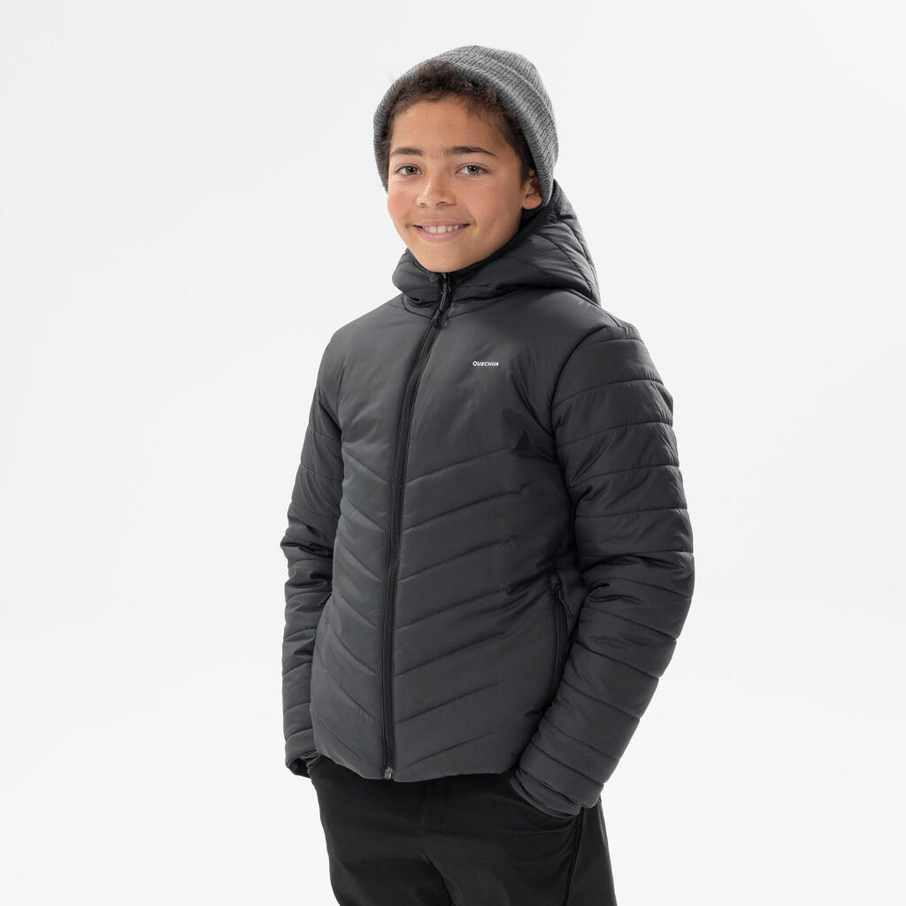 KIDS’ PADDED HIKING JACKET - HYBRID AGED 7-15 - BLACK