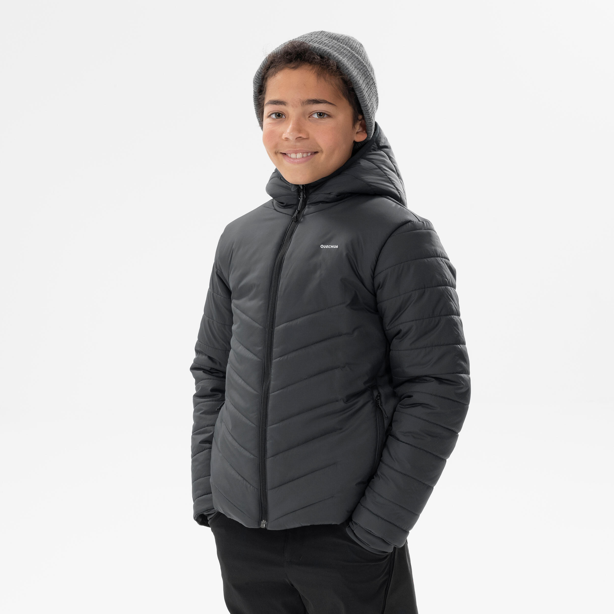 QUECHUA Wattierte Jacke Kinder Gr. 122-170 warm Wandern - MH500 grau