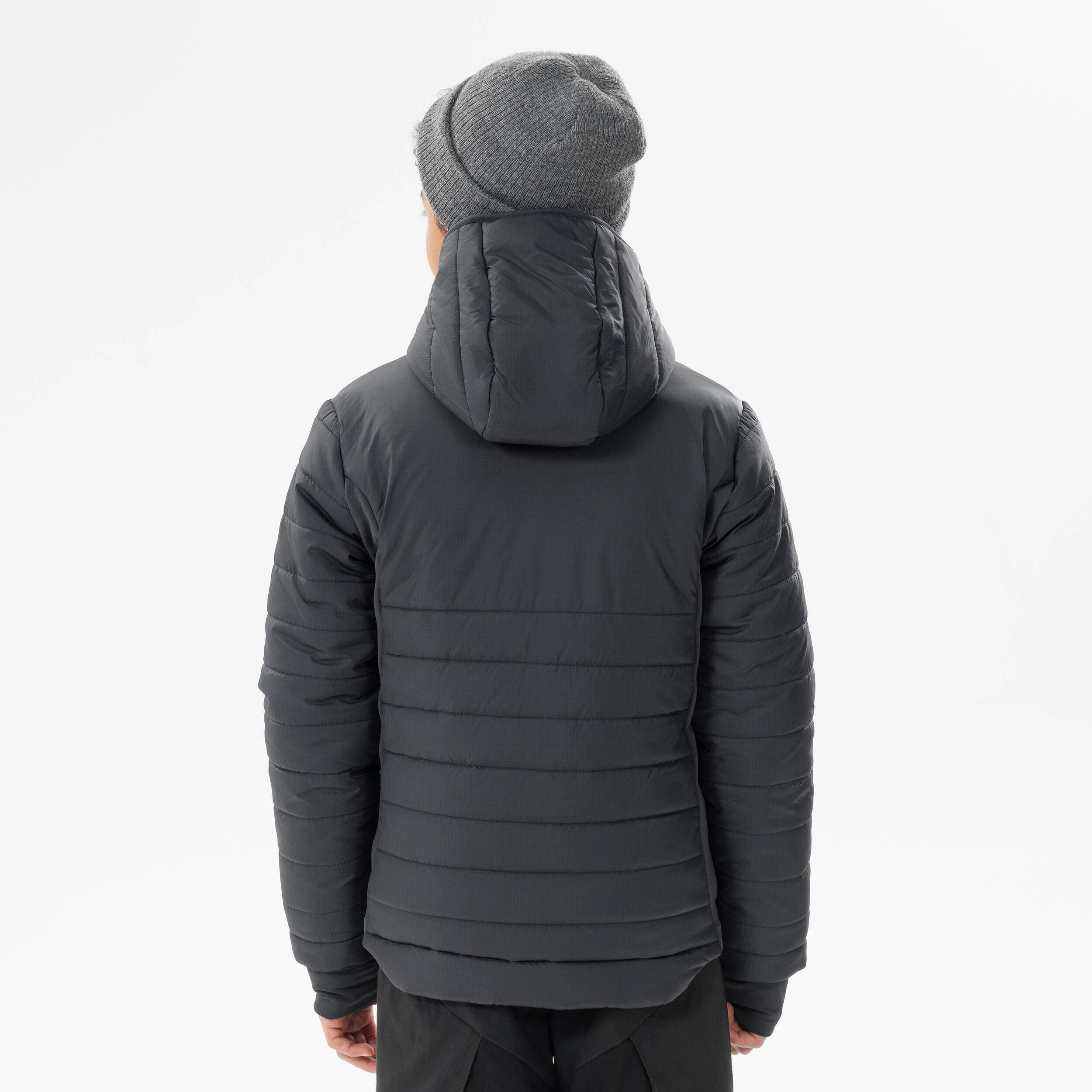 KIDS’ PADDED HIKING JACKET - HYBRID AGED 7-15 - BLACK -  3