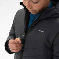 KIDS’ PADDED HIKING JACKET - HYBRID AGED 7-15 - BLACK