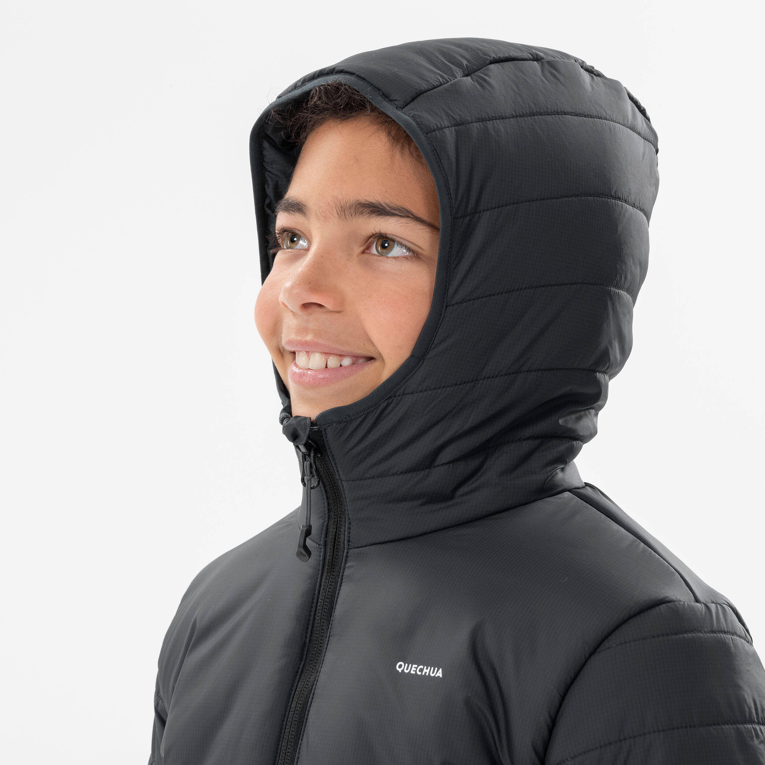 KIDS’ PADDED HIKING JACKET - HYBRID AGED 7-15 - BLACK -  4