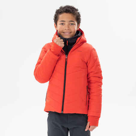 BOYS’ PADDED HIKING JACKET HYBRID AGED 7-15 - RED