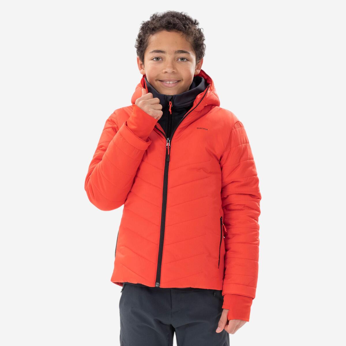 Doudoune de randonnée chaude enfant 7-15 ans, MH 500 rouge